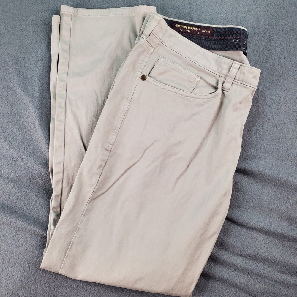 Johnston‎ & Murphy Mens Gray Chino Pants Casual Dress Trousers 38x29